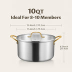 BEZIA 10 Quart 3-Ply Stainless Steel Stockpot, Soup Pot - Image 2