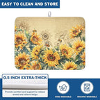 Sunflower Dish Drying Mat for Kitchen Counter Vintage Yellow Sunflowers - Image 5