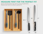 Bamboo Kitchen Drawer Organizer Set of 2, Stackable 15" x 6" Wood Silverware - Image 9
