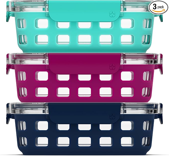 Ello Duraglass 3.4 Cup Meal Prep Sets 6Pc, 3 Pack Set- Glass Food Storage by Ello