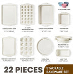 Kikcoin 22 PCS Nonstick Baking Pans Set, Stackable Bakeware Sets - Image 2