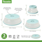 Tovolo 3-Piece Silicone Microwave Splatter Lid Set Blue Haze Small Medium Large - Image 2