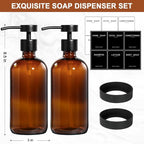 RYTOXILO Hand Soap Dispenser for Bathroom 2 Pack, Amber Glass Soap Dispenser - Image 2