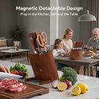 Kitchen Knife Sets With Block, Piklohas 15 Pieces Knife Sets With Magnetic - Image 2