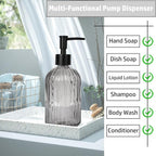 14Oz Black Pump Glass Soap Dispenser, - Image 7