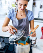 Pasta Fork and Ladle Set, and Sauce Pasta, BPA-Free Matte Silicone, Wood Handle - Image 5