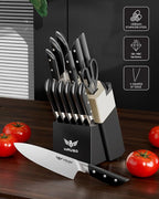 Kitchen Knife Set with Block: 14-Piece German Stainless Steel Full Tang - Image 3