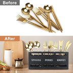 Ayiaren Wooden Silverware Caddy Flatware Cutlery Holder Wood Silverware - Image 6