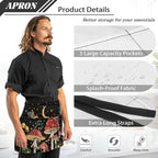 Server Apron with 3 Pockets, Waterproof Oil Waitress Waiter Half Apron - Image 6