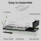 Large 2 Tier Dish Drying Rack, Extendable Dish Rack, Stainless Steel Anti-Rust - Image 8