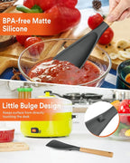 Cooking Spoon for Nonstick Cookwares, Wood Handle Spoon for Mixing, and Scrape - Image 5