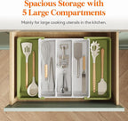Lifewit Utensil Organizer for Kitchen Drawers, Expandable Cooking Utensil Tray - Image 3