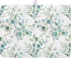Sage Green Leaves Dish Drying Mats by Kawani