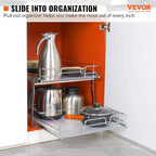 VEVOR 2 Tier 20"Wx21.2"Dx15.2"HPull Out Cabinet Organizer, Heavy Duty Slide Out - Image 2