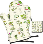Cute Herbs Botanic Garden Plants Oven Mitts and Pot Holders Sets Heat Resistant - Image 2