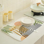 Boho Mid Century Dish Drying Mat 18 x 24 inch, Summer Abstact Coral Sunset - Image 4