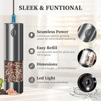 Electric Salt and Pepper Grinder Set, Upgraded Larger Capacity Stainless Steel - Image 4