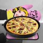 Cute Pink Oven Mitts and Pot Holders Set of 3, Heat Resistant Non-Slip Funny - Image 4