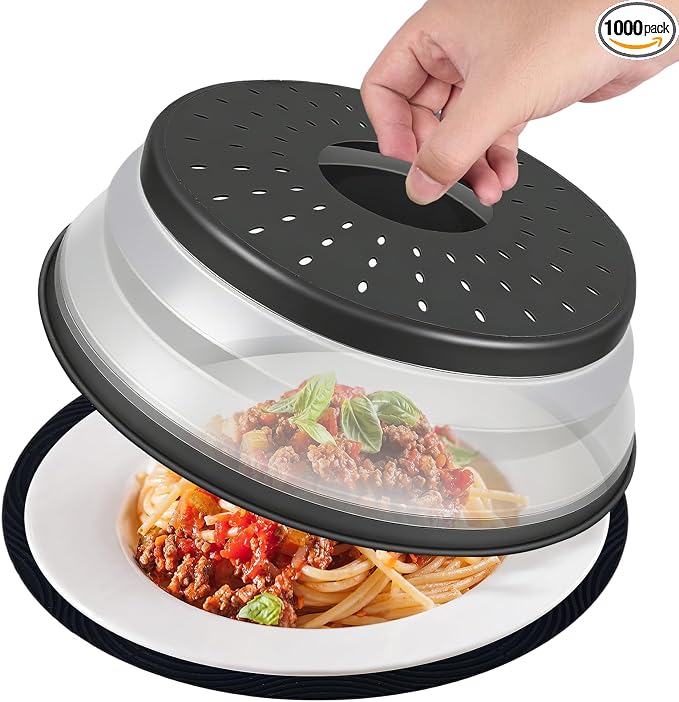 12 Inchs Microwave Splatter Cover & Silicone Mat, Large Vented Collapsible by WENWELLHOME
