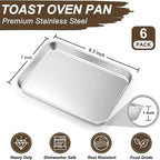 TeamFar Toaster Oven Tray, 6 Pack Stainless Steel Small Baking Sheet Pan Set - Image 2