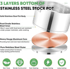 TeamFar Stainless Steel Stock Pot, 4-quart Tri-ply Base Stockpot Cooking Pasta - Image 3