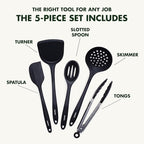 GreenPan 5 Piece Cooking Utensil Set, Flexible Nonstick Silicone, Stain-Free - Image 5