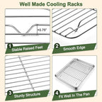 TeamFar Baking Sheet with Rack Set, 16/12.5/10.5 Inch Stainless Steel Cookie - Image 4