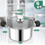 6 Quart 3-Ply Cooking Stock Pot - Image 2