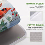 Winter Cardinal Birds Dish Drying Mat, Holly Berry Branches Dish Drying Mat - Image 4