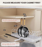 Pull Out Pots and Pans Organizer Under Cabinet, Expandable Sliding Lid Holder - Image 2