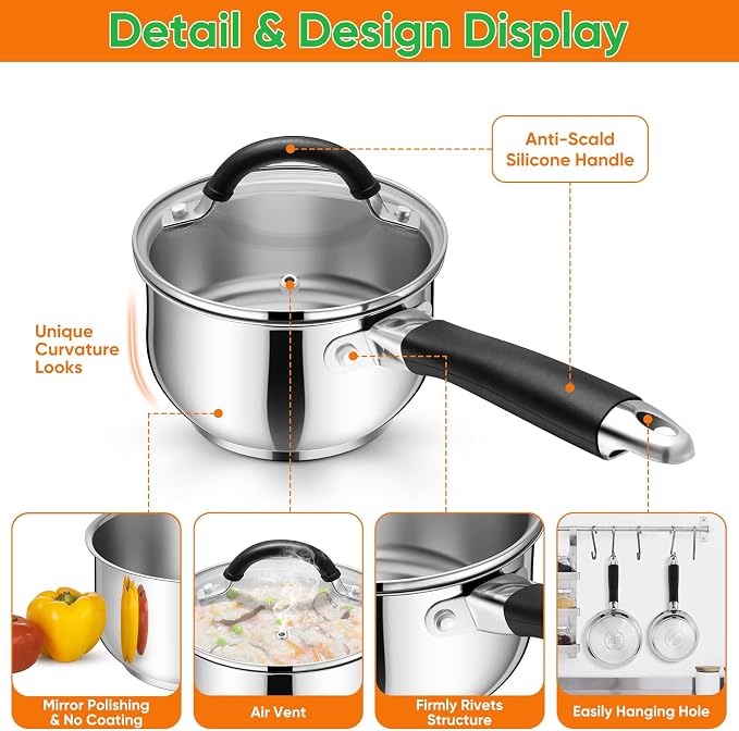 P&P CHEF 1 Quart Sauce Pan - Image 3