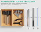 Bamboo Kitchen Drawer Organizer Boxes – 9" x 6" Stackable Wood Silverware - Image 3