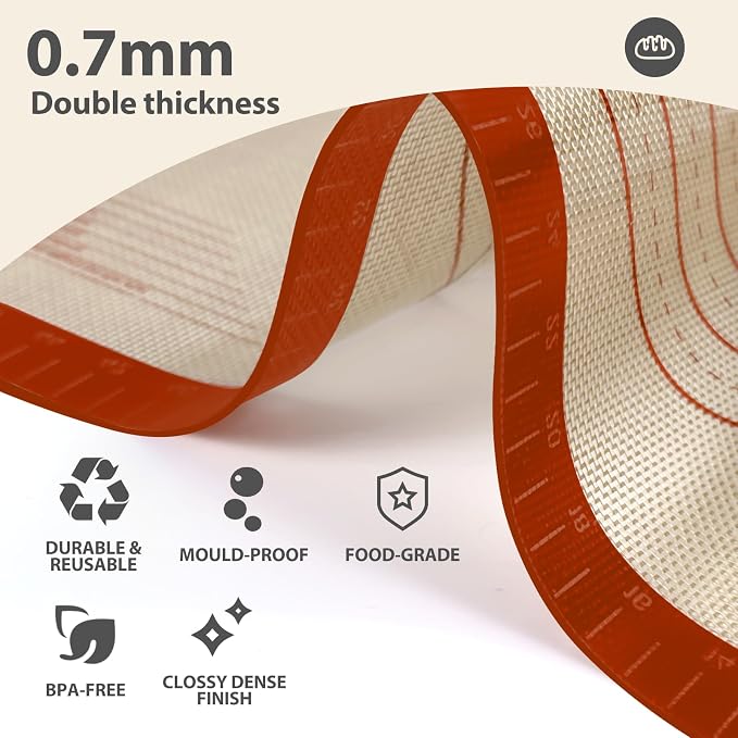 Pastry Mat, 0.7mm Extra Thick 28 x 20 Inches Large Non Stick Silicone Baking Pad - Image 4