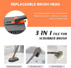 nacena Shower Scrubber with Long Handle, 3 in 1 Tile Tub Scrubber Brush with 3 - Image 4