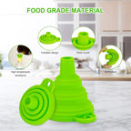 Kitchen Funnel Set 7 Pack, Collapsible Silicone Funnel - Image 4