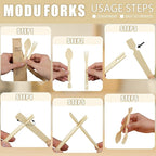 Bamboo Forks Set, 30 Sets Disposable Cutlery, Detachable 3 in 1 Bamboo Spoons - Image 4