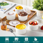 vancasso 10 oz Ramekins with Lid, Porcelain Creme Brulee Souffle Dishes - Image 5