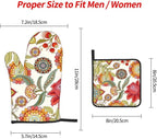 Boho Floral Oven Mitts and Pot Holders Sets of 3 Heat Resistant Hot Pads - Image 4