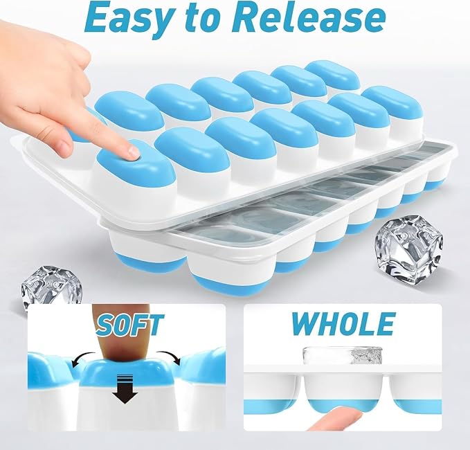 ChefAide Ice Cube Tray with Lid, 2 Packs 28 Cubes Durable Stackable Ice Cube - Image 6