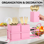 NelyBet Metal Silverware Caddy, 3 Compartment Utensil Holder - Image 4