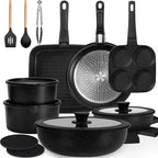 KIKCOIN Nonstick Pots and Pans Set 24 Pack by Kikcoin