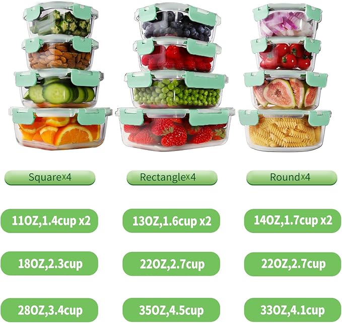 HOMBERKING 24pc Glass Food Storage Containers - Image 3