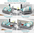 Urackify Expandable Dish Rack for Kitchen Counter, 16.14"-23.62" Large - Image 4