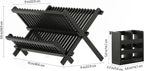 HBlife Dish Rack, Bamboo Folding 2-Tier Collapsible Drainer Dish Drying Rack - Image 2