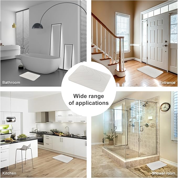 JUERLEN 2 Pack Diatomaceous Earth Shower Mat, Stone Bath Mat, Nonslip Super - Image 6