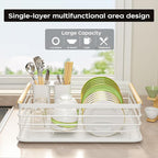 Dish Racks for Kitchen Counter: Wooden Handles, Thickened Metal, No Assembly. - Image 2