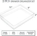 STORi SimpleSort 2-Piece Stackable Clear Drawer Organizer Set | 12" x 9" x 2" - Image 2