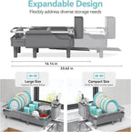 Urackify Expandable Dish Rack for Kitchen Counter, 16.14"-23.62" Large - Image 2