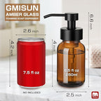 GMISUN Amber Foam Soap Dispenser, 8.5 Fl oz Amber Glass Foaming Hand Soap - Image 3