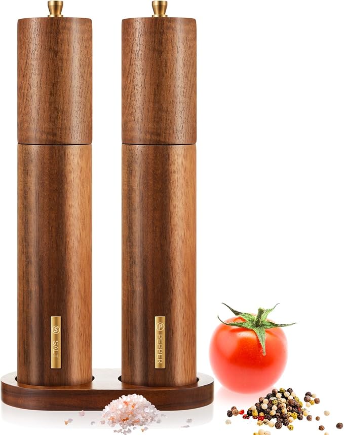 Wooden Salt and Pepper Grinder Set 10 Inch Manual Salt and Pepper Mill by LOYIM